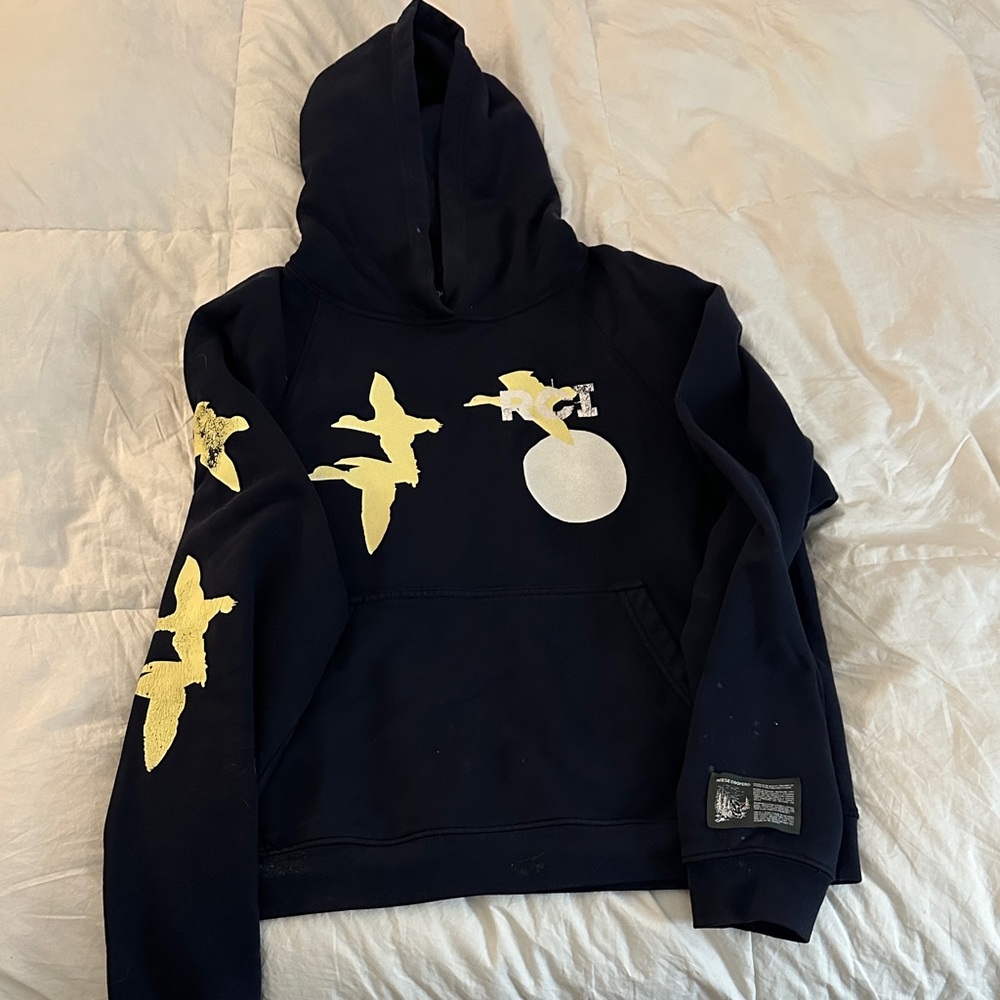 Navy Hoodie with Gold Bird Design